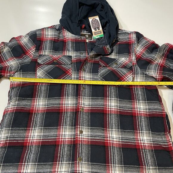 Legendary Outfitters Men’s Shirt Jacket Hood Snap Button Black Red XL New - Picture 5 of 8